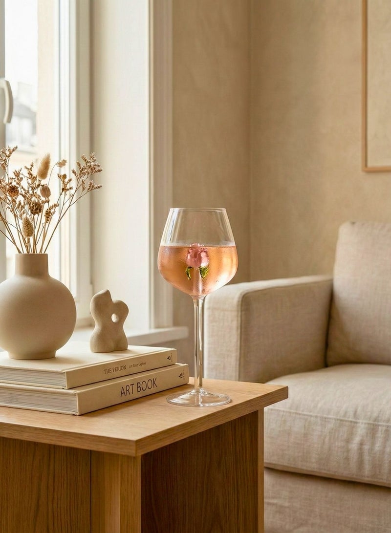 1Chase Borosilicate Pink Champagne Glass with Rose Inside, 650ML Creative Wine Glass, Wedding Champagne Flute, Decorative Glass Cup for Parties, Dinners & Special Occasions - Image 4